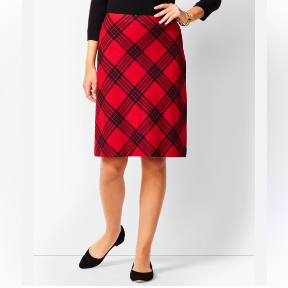 Talbots Women’s 6 Twill A-Line Red “Country Plaid” Lined Wool Blend Skirt - Picture 1 of 12
